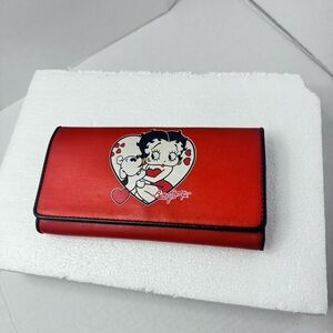 Betty Boop Red Wallet Clutch Vintage Style Zipper Back Cute Character